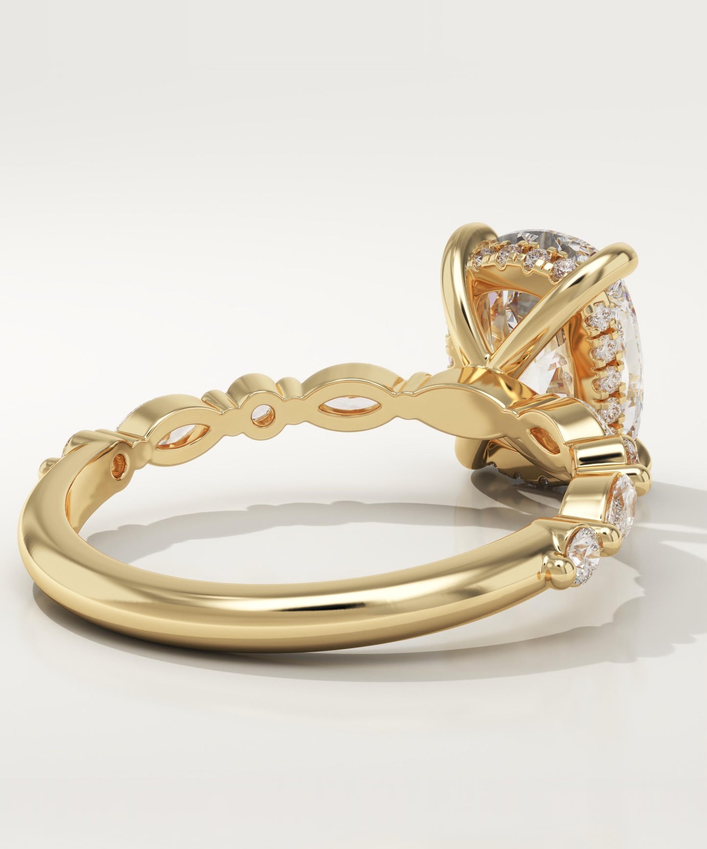 Elongated Cushion Cut Pave Lab-Grown Diamond Engagement Ring