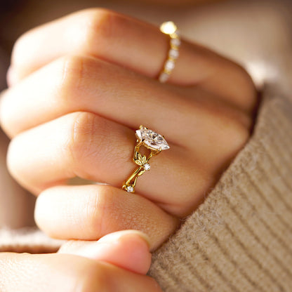 Marquise Cut Nature Inspired Lab-Grown Diamond Engagement Ring