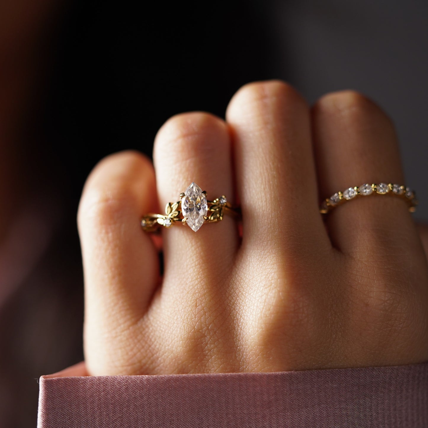 Marquise Cut Nature Inspired Lab-Grown Diamond Engagement Ring