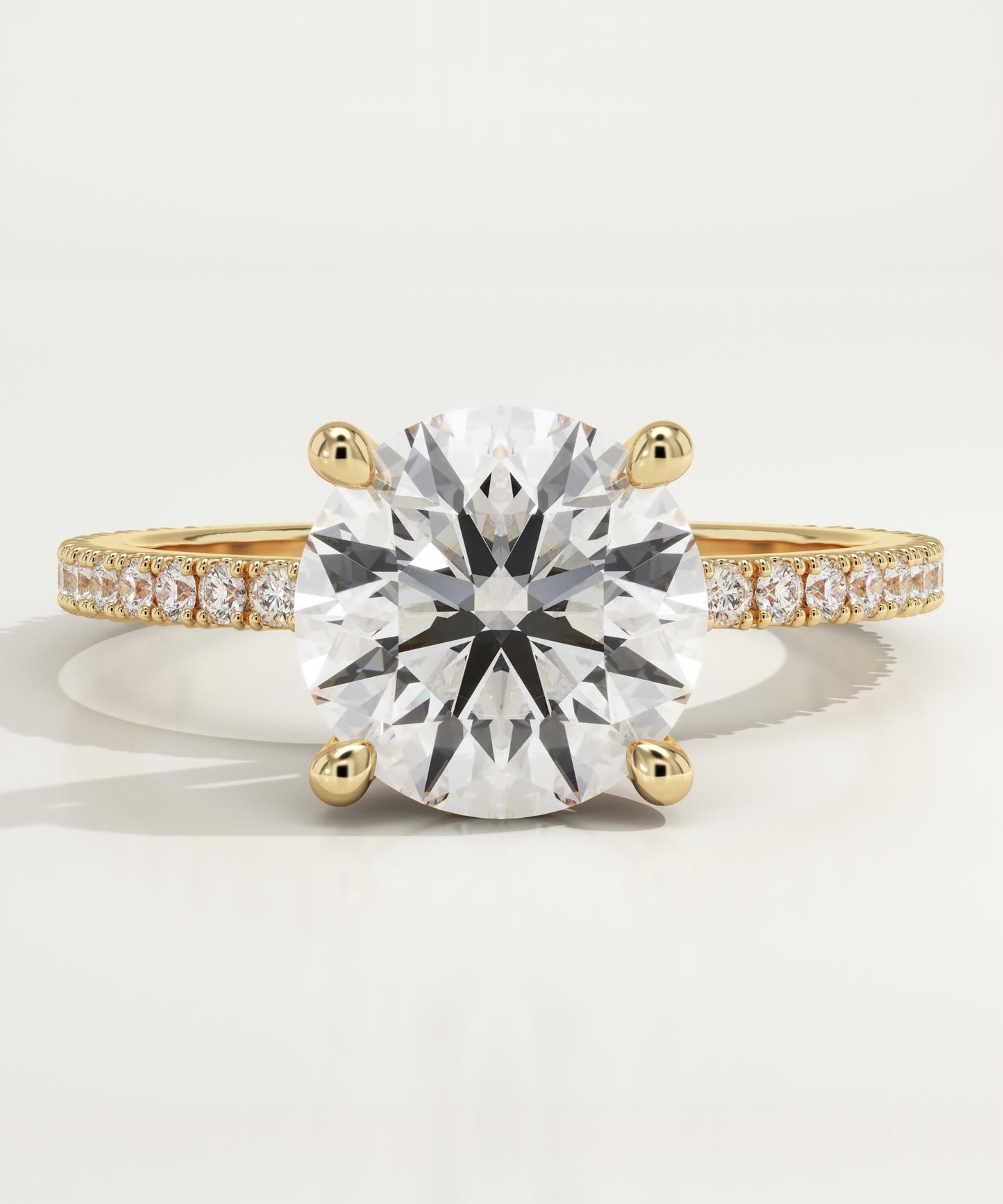 Round Cut Pave Lab-Grown Diamond Engagement Ring