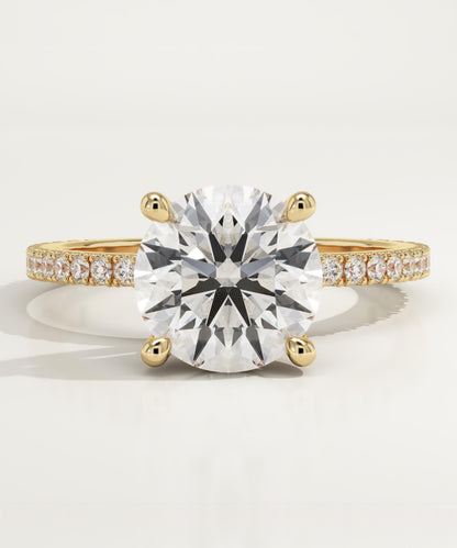 Round Cut Pave Lab-Grown Diamond Engagement Ring