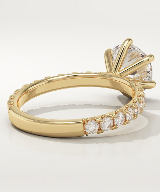Round Cut Pave Lab-Grown Diamond Engagement Ring