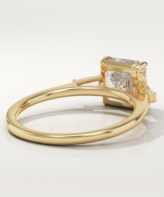 Asscher Cut Three Stone Lab-Grown Diamond Engagement Ring