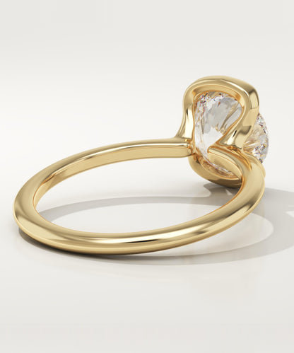 Round Cut Half Bezel Lab-Grown Diamond Engagement Ring