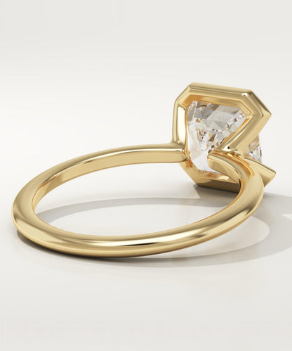 Asscher Cut Half Bezel Lab-Grown Diamond Engagement Ring