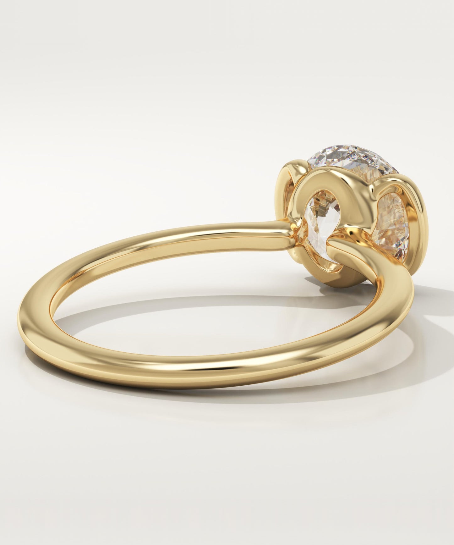 Round Cut Half Bezel Lab-Grown Diamond Engagement Ring