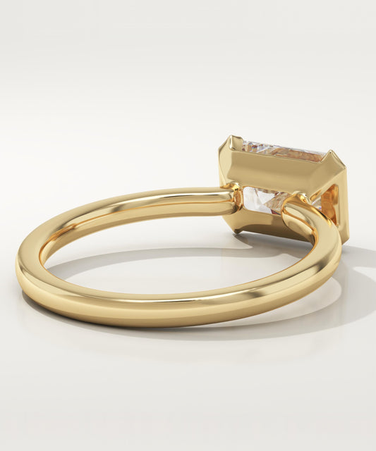 East West Radiant Cut Half Bezel Lab-Grown Diamond Engagement Ring