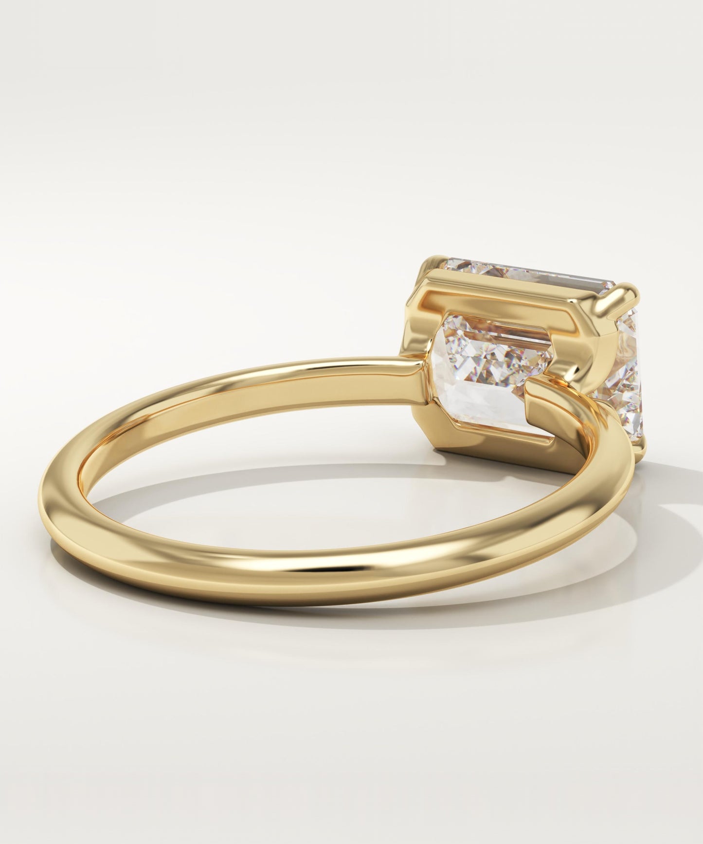 East West Emerald Cut Solitaire Lab-Grown Diamond Engagement Ring
