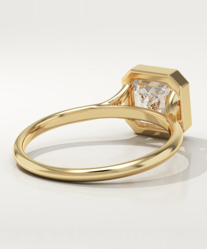 Asscher Cut Bezel Split Shank Lab-Grown Diamond Engagement Ring