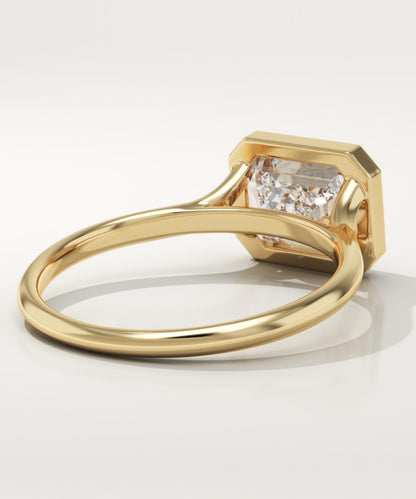 East West Emerald Cut Bezel Lab-Grown Diamond Engagement Ring