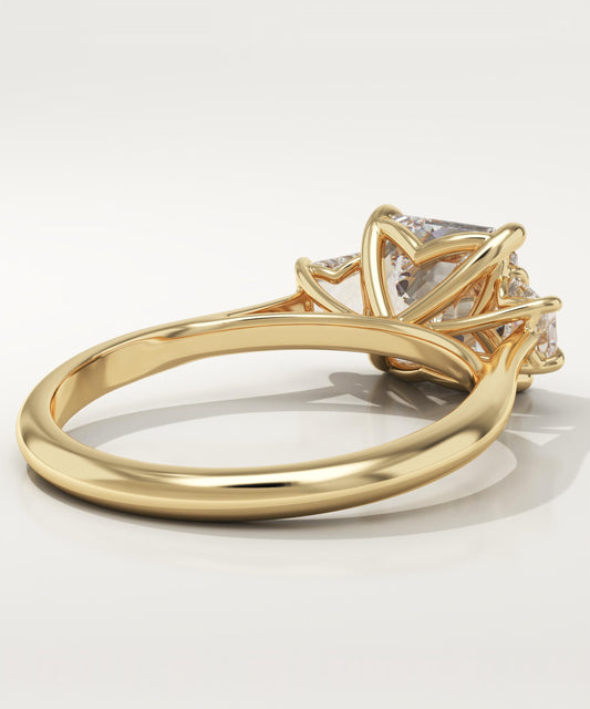 Asscher Cut Three Stone Lab-Grown Diamond Engagement Ring