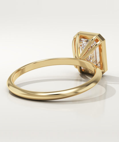 Emerald Cut Bezel Lab-Grown Diamond Engagement Ring