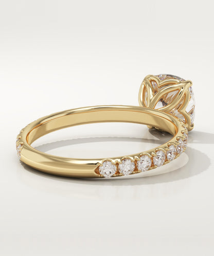 Cushion Cut Pave Lab-Grown Diamond Engagement Ring