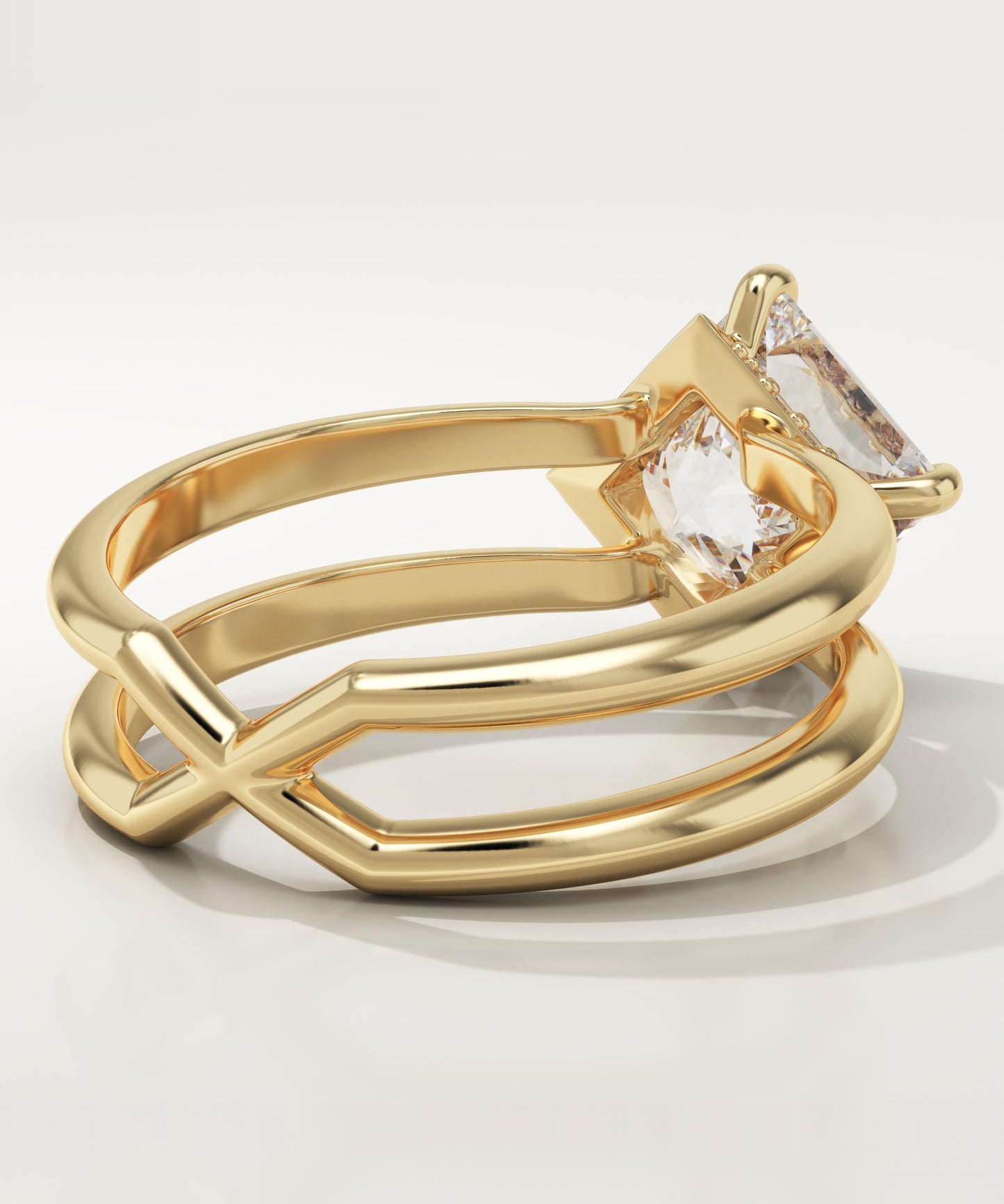 Princess Cut Hidden Halo Lab-Grown Diamond Engagement Ring