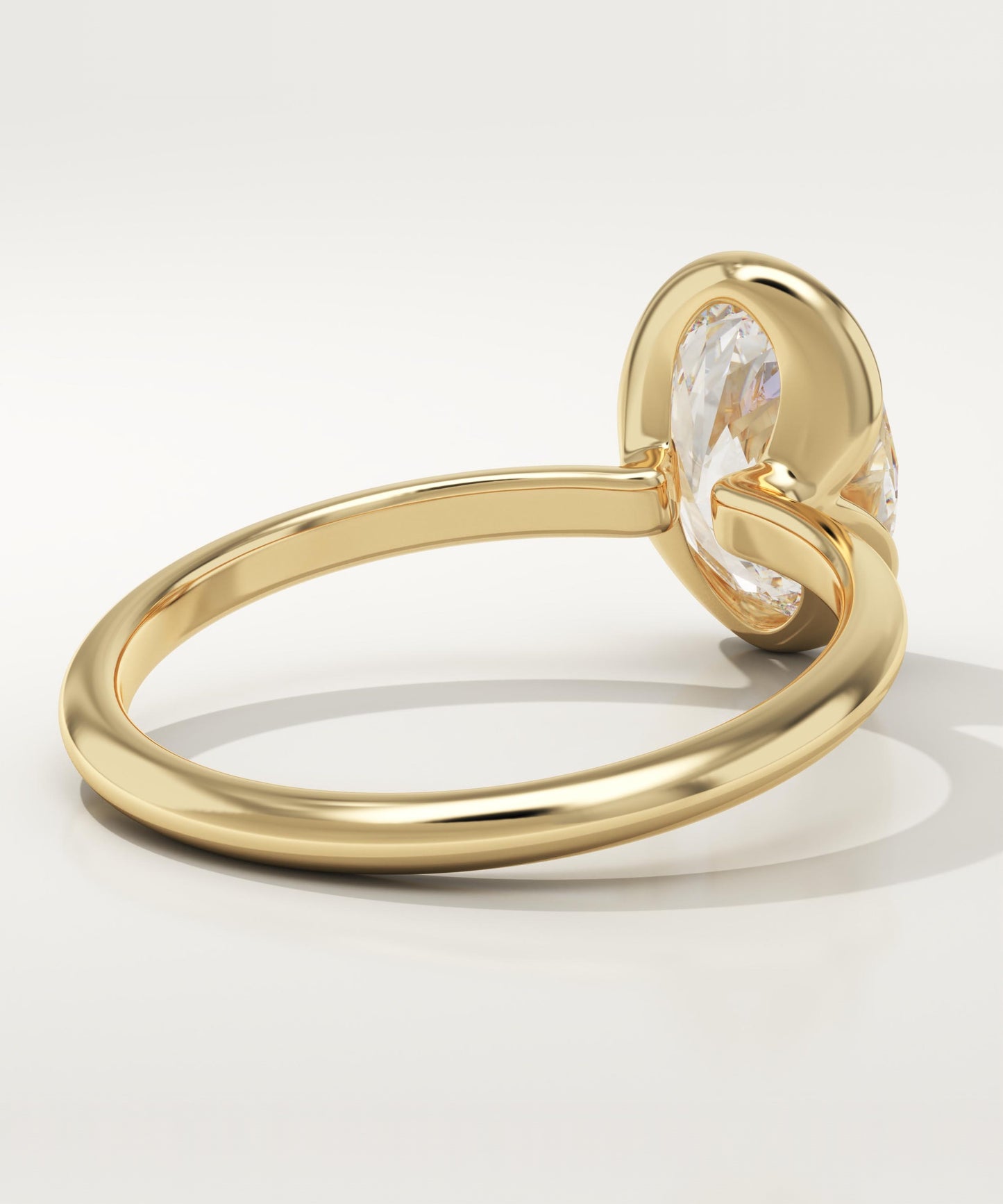 Oval Cut Half Bezel Lab-Grown Diamond Engagement Ring
