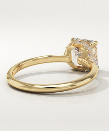 1.75 CT Asscher Cut Hidden Halo Moissanite Engagement Ring