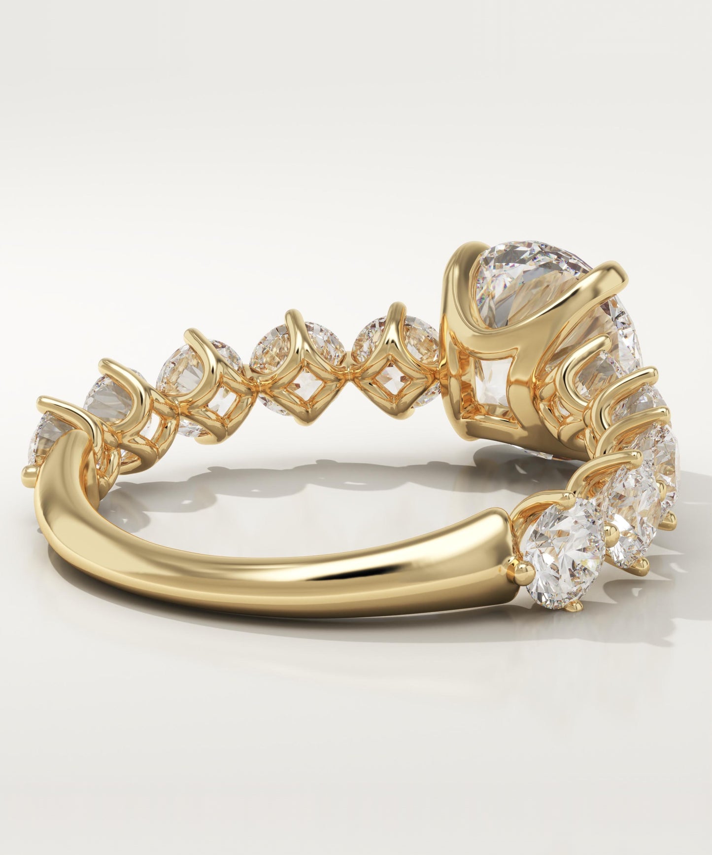Round Cut Pave Lab-Grown Diamond Engagement Ring
