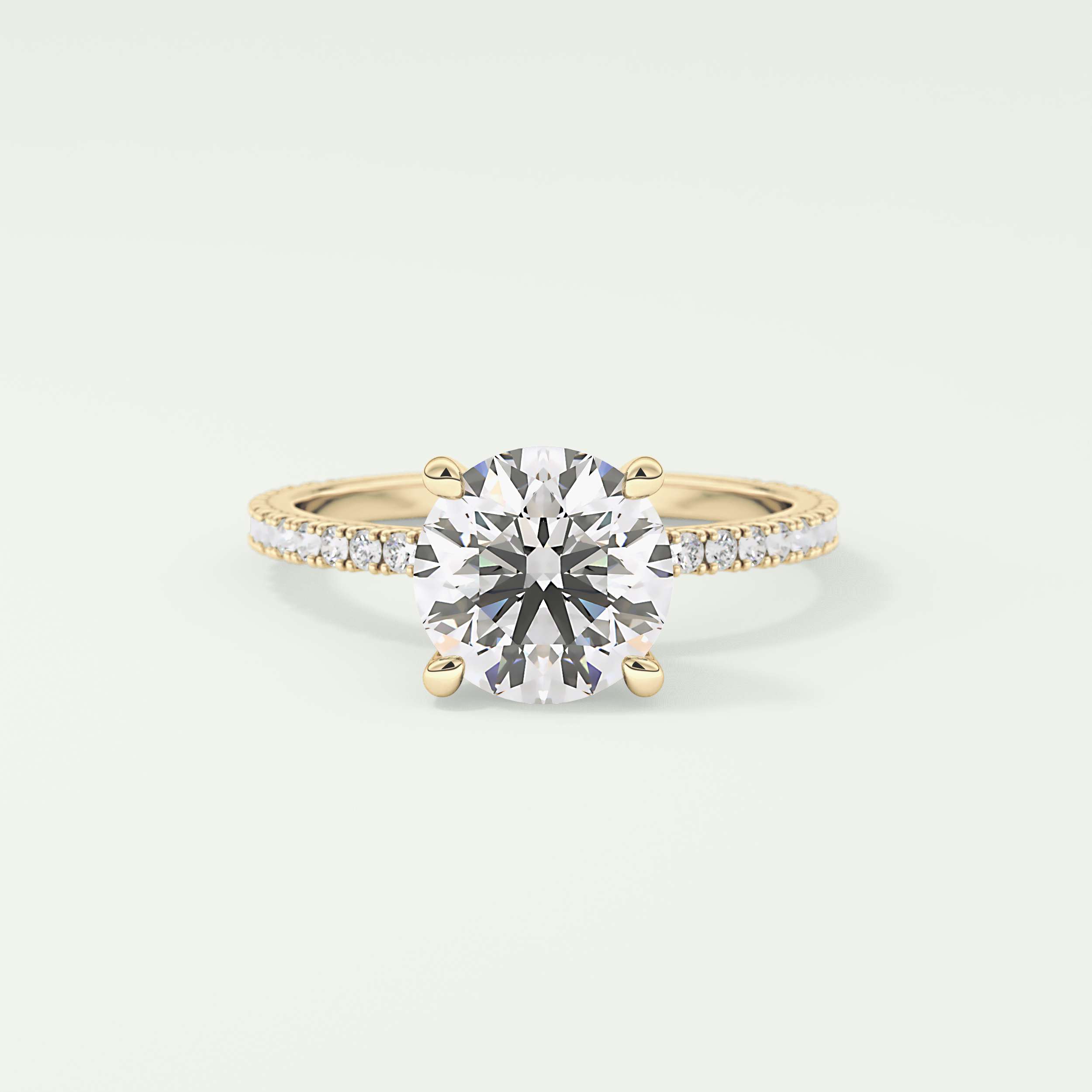 2.0 CT Round Cut Pave Moissanite Engagement Ring