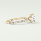 2.0 CT Round Cut Pave Moissanite Engagement Ring