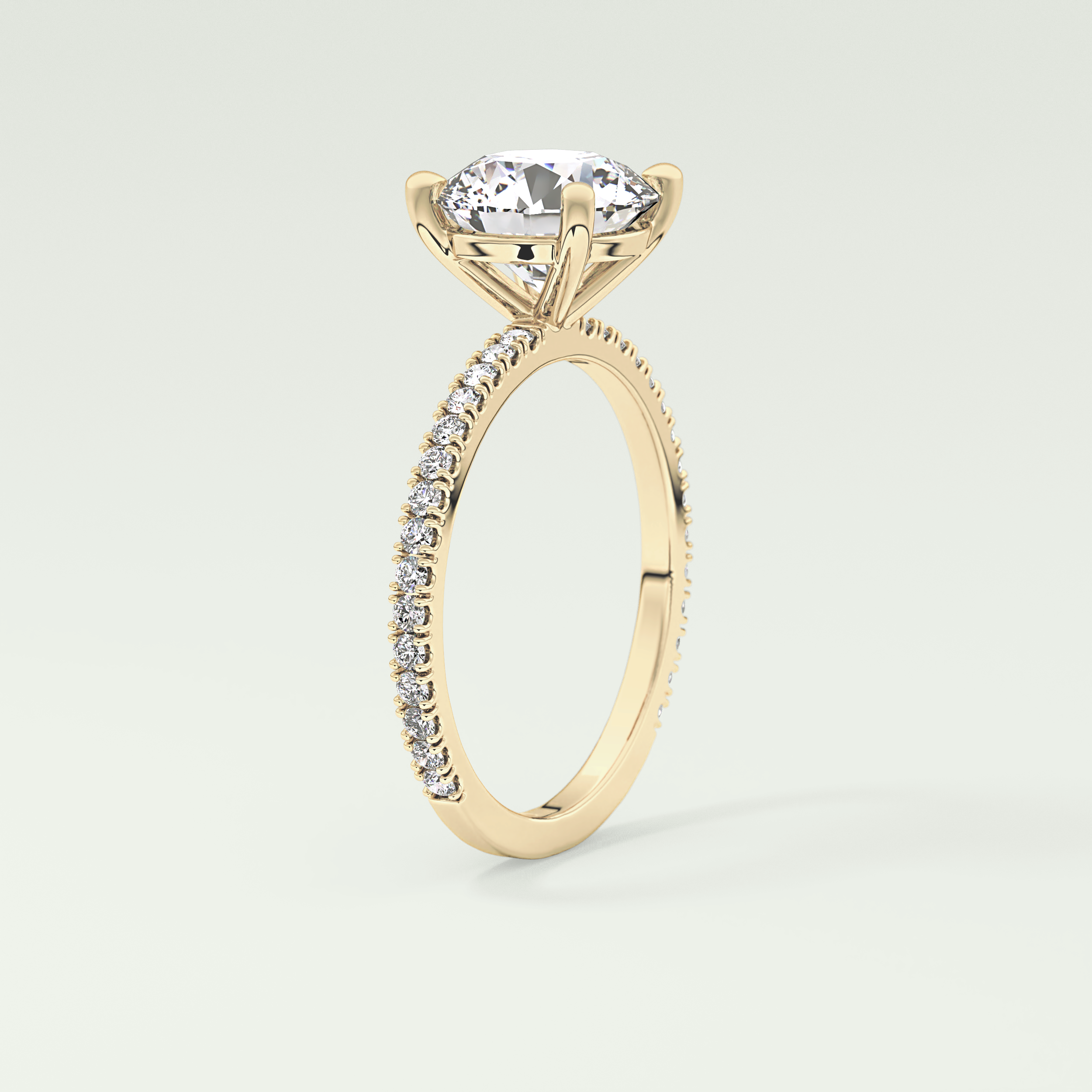 2.0 CT Round Cut Pave Moissanite Engagement Ring