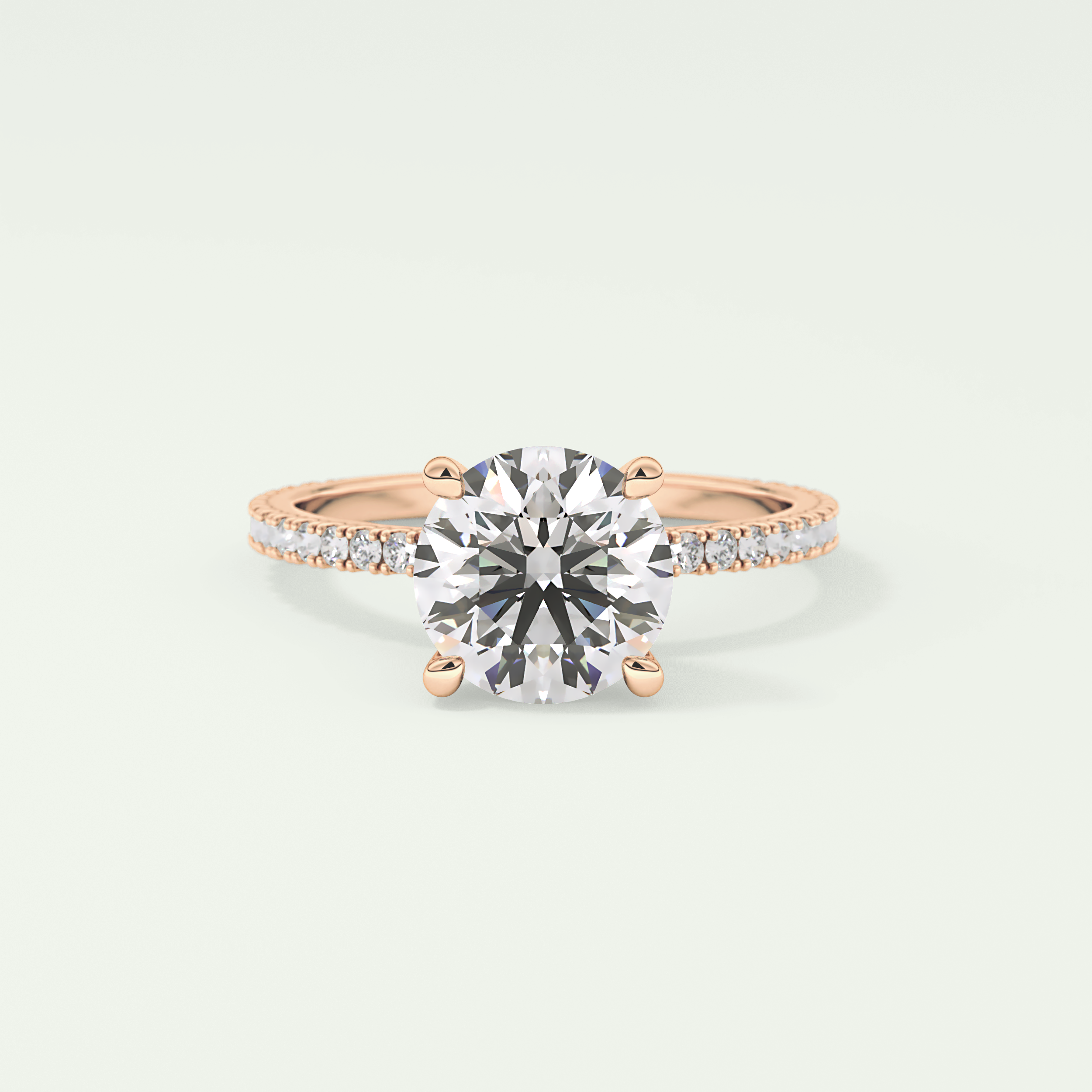 2.0 CT Round Cut Pave Moissanite Engagement Ring