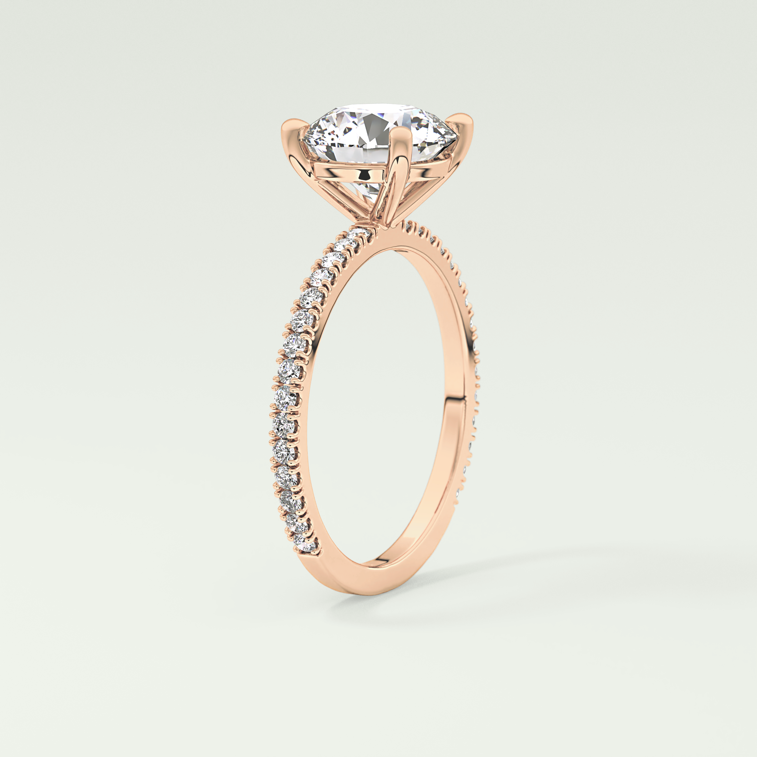 2.0 CT Round Cut Pave Moissanite Engagement Ring