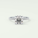 2.0 CT Round Cut Pave Moissanite Engagement Ring