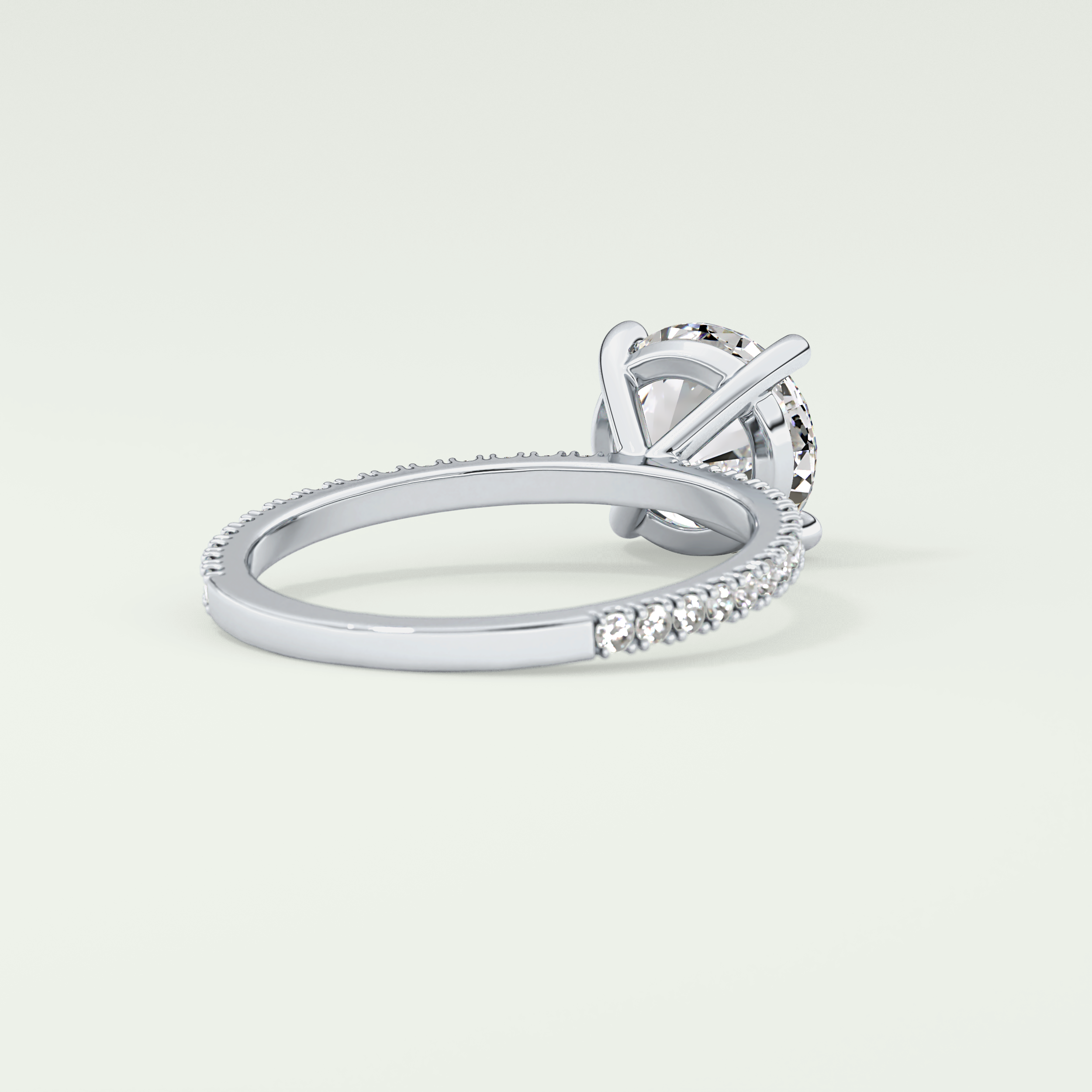 2.0 CT Round Cut Pave Moissanite Engagement Ring