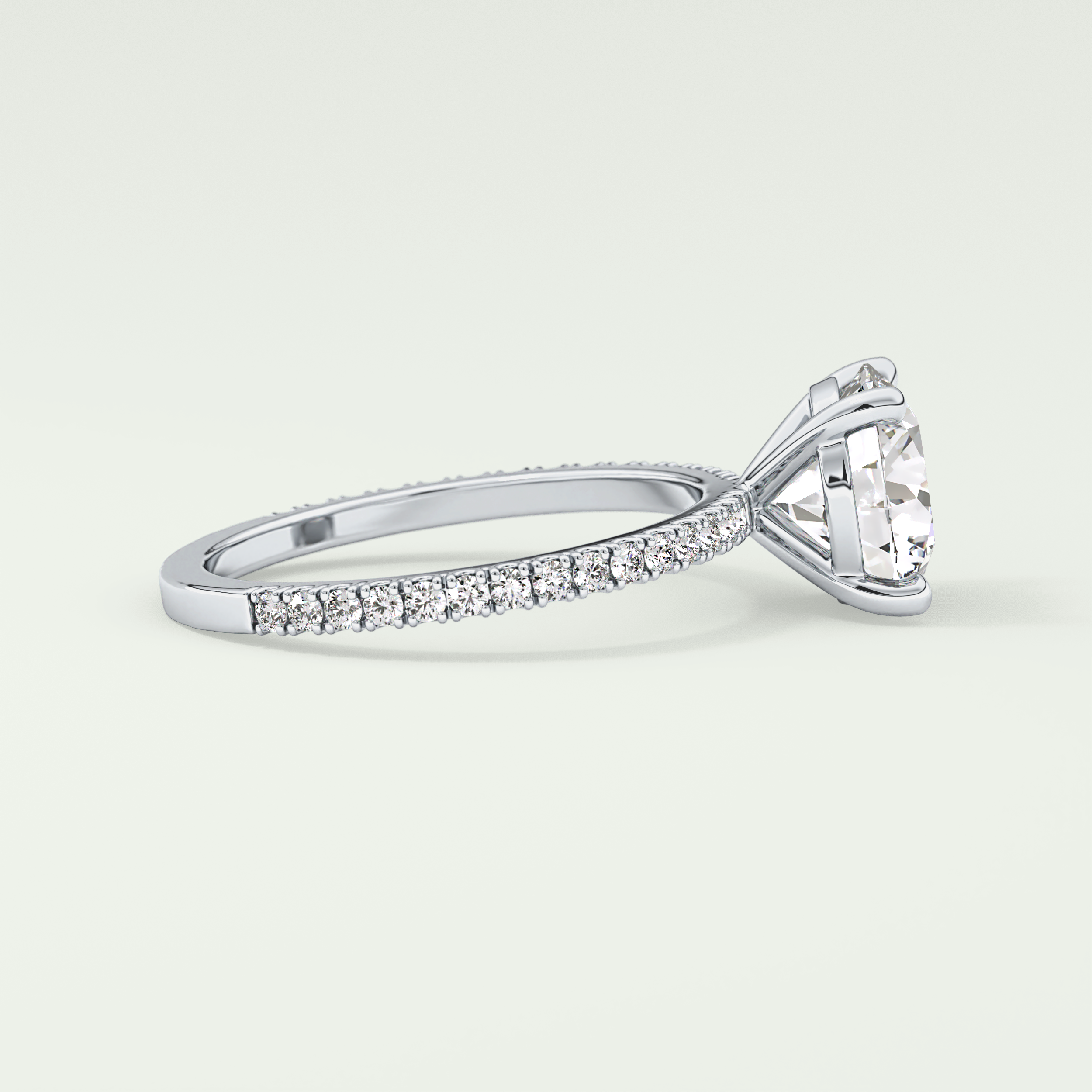 2.0 CT Round Cut Pave Moissanite Engagement Ring