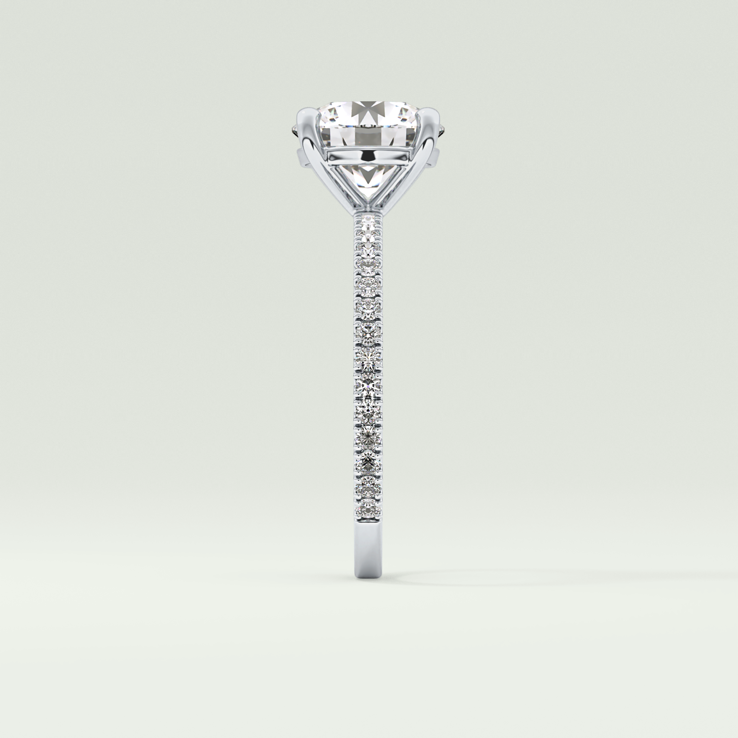 2.0 CT Round Cut Pave Moissanite Engagement Ring