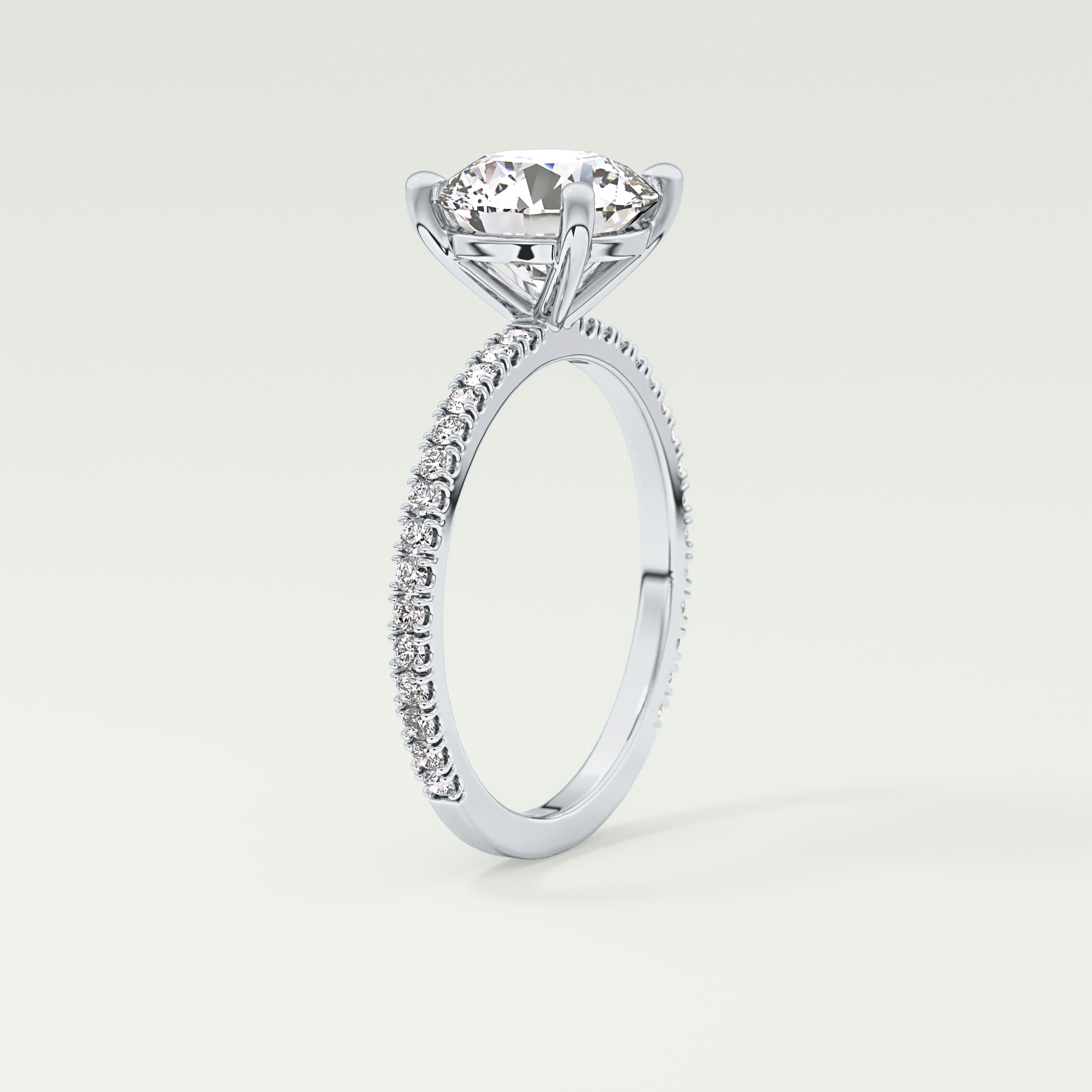 2.0 CT Round Cut Pave Moissanite Engagement Ring