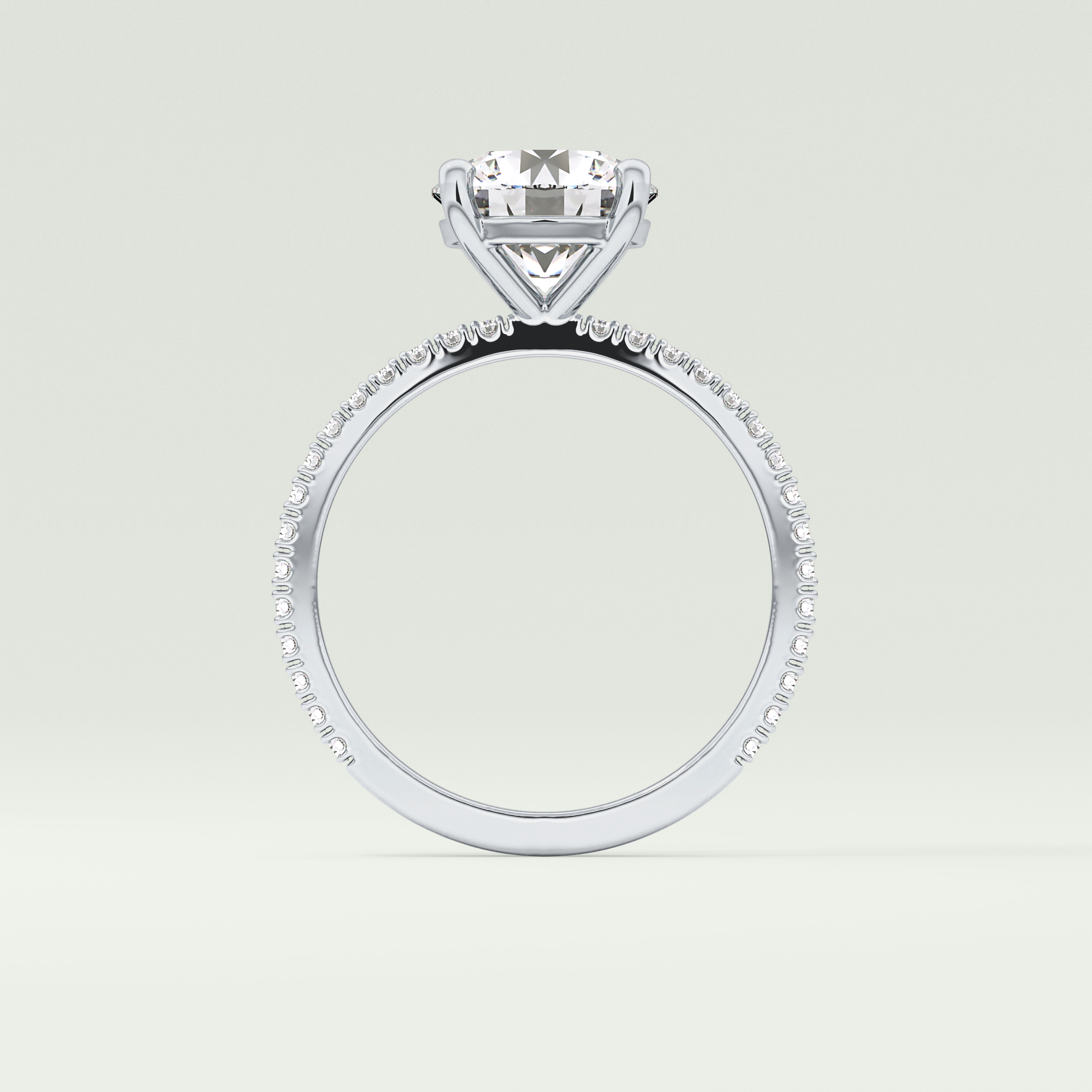 2.0 CT Round Cut Pave Moissanite Engagement Ring