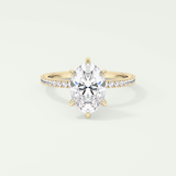2.0 CT Oval Cut Pave Moissanite Engagement Ring