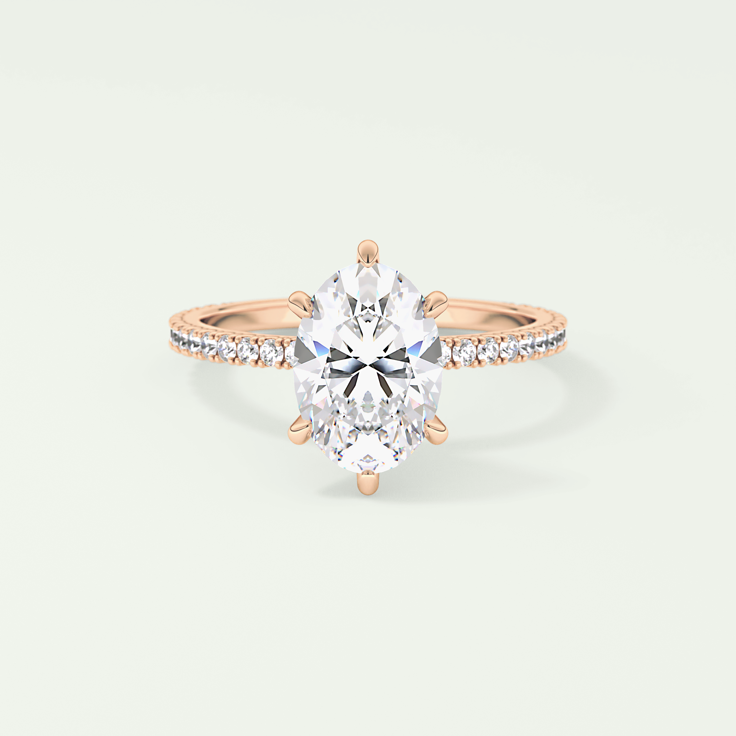 2.0 CT Oval Cut Pave Moissanite Engagement Ring