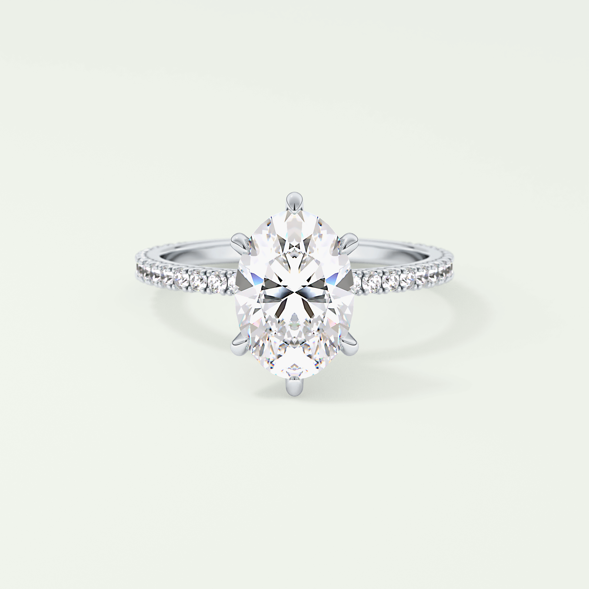 2.0 CT Oval Cut Pave Lab-Grown Diamond Engagement Ring 15