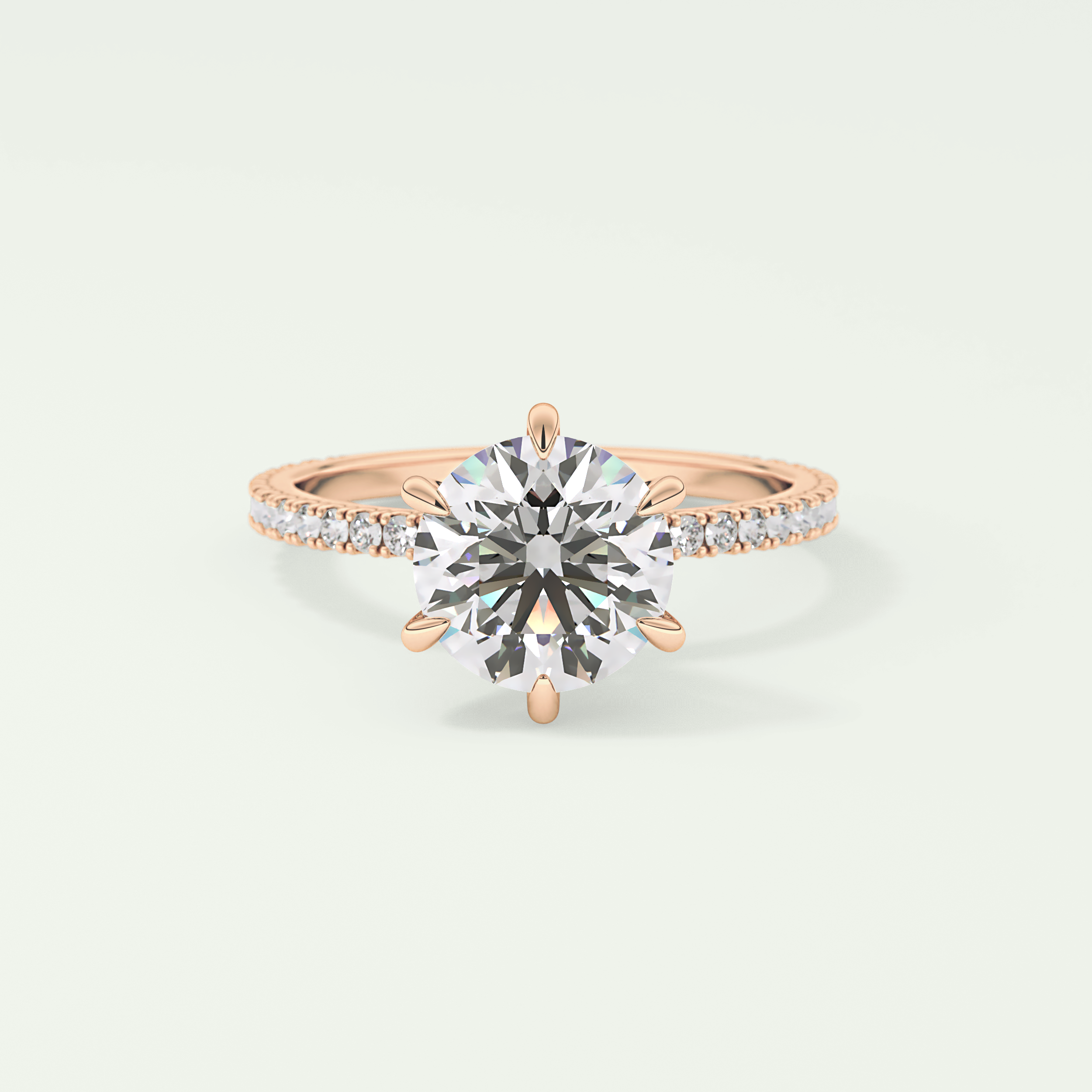 2.0 CT Round Cut Pave Moissanite Engagement Ring 7