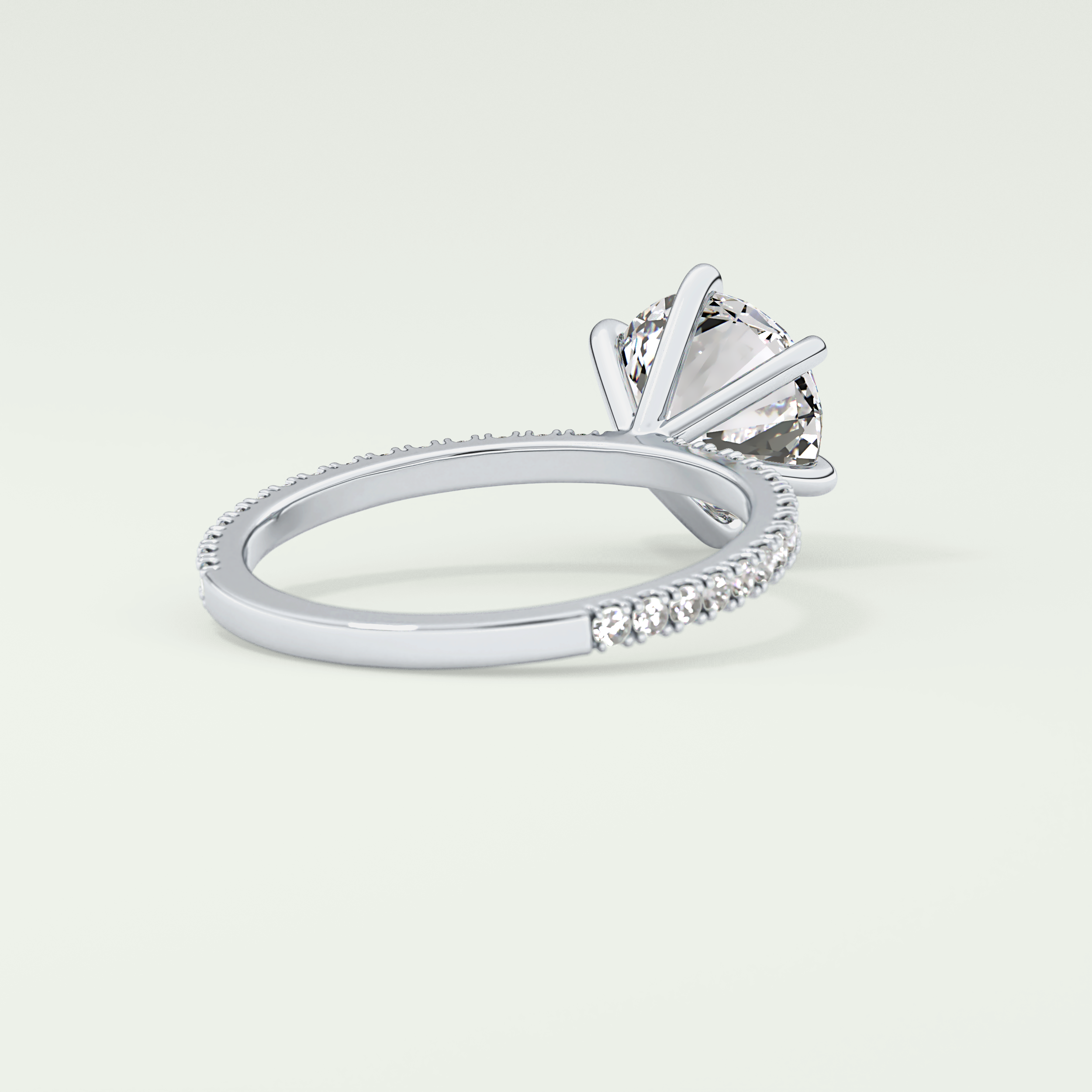 2.0 CT Round Cut Pave Moissanite Engagement Ring 14