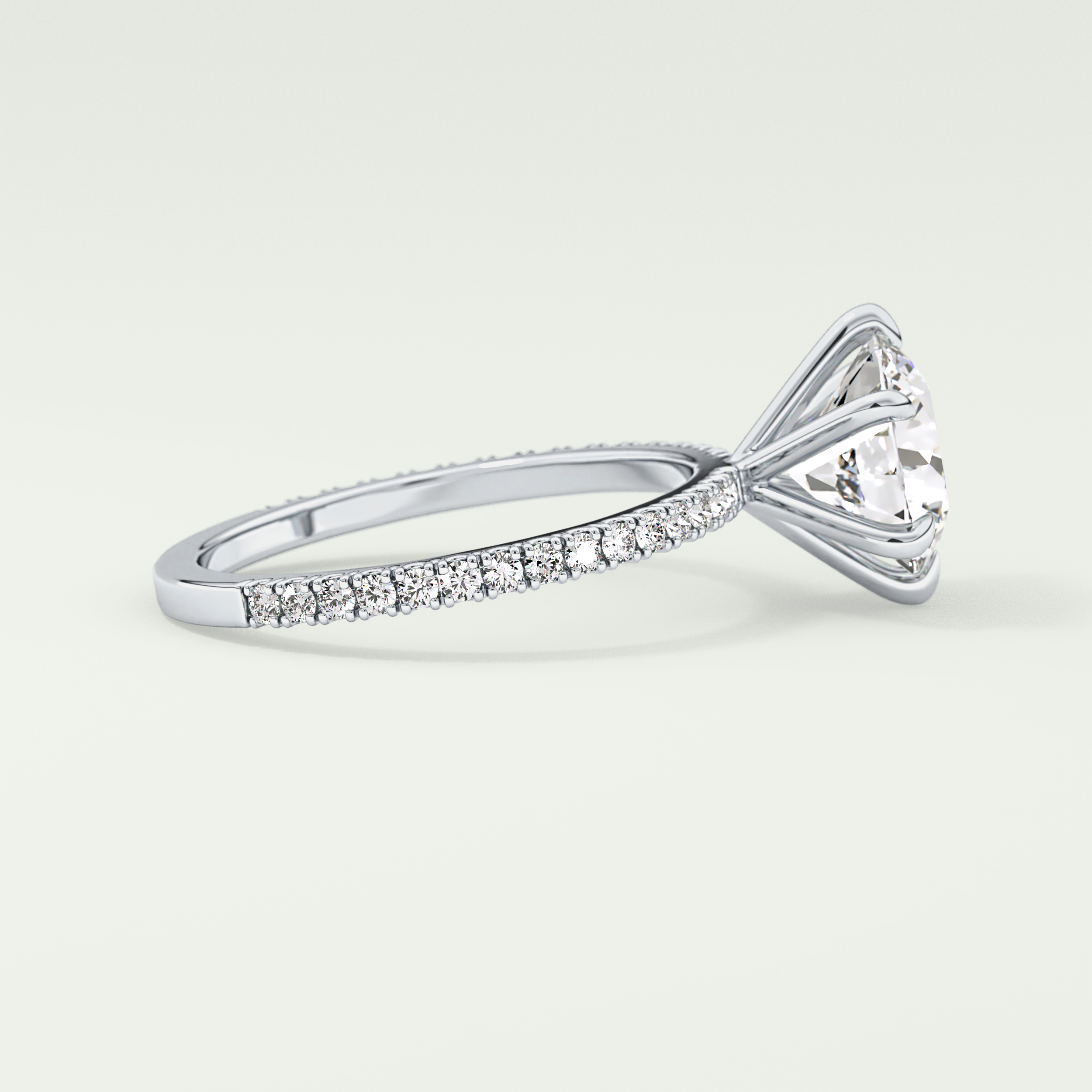 2.0 CT Round Cut Pave Lab Grown Diamond Engagement Ring