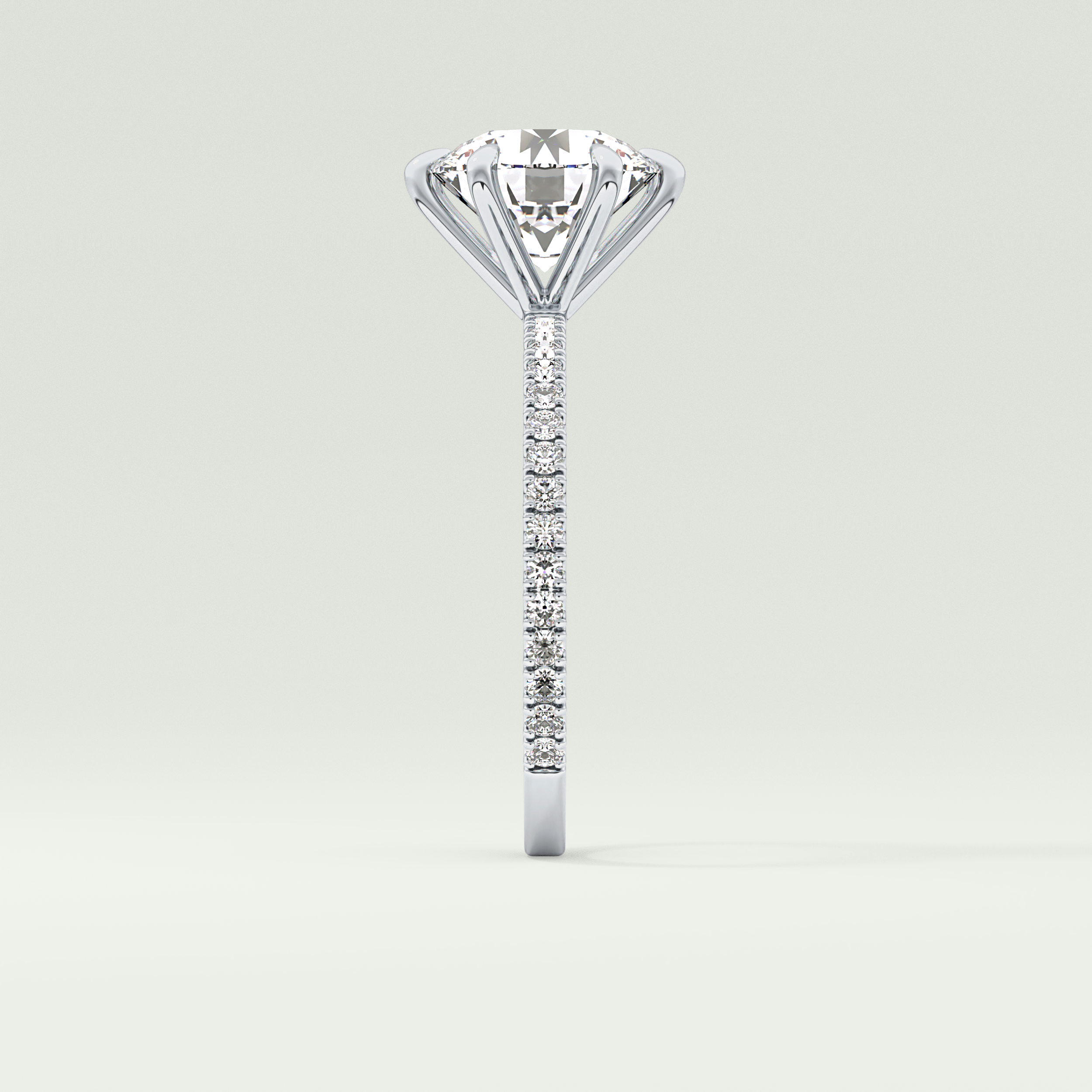 2.0 CT Round Cut Pave Moissanite Engagement Ring 16