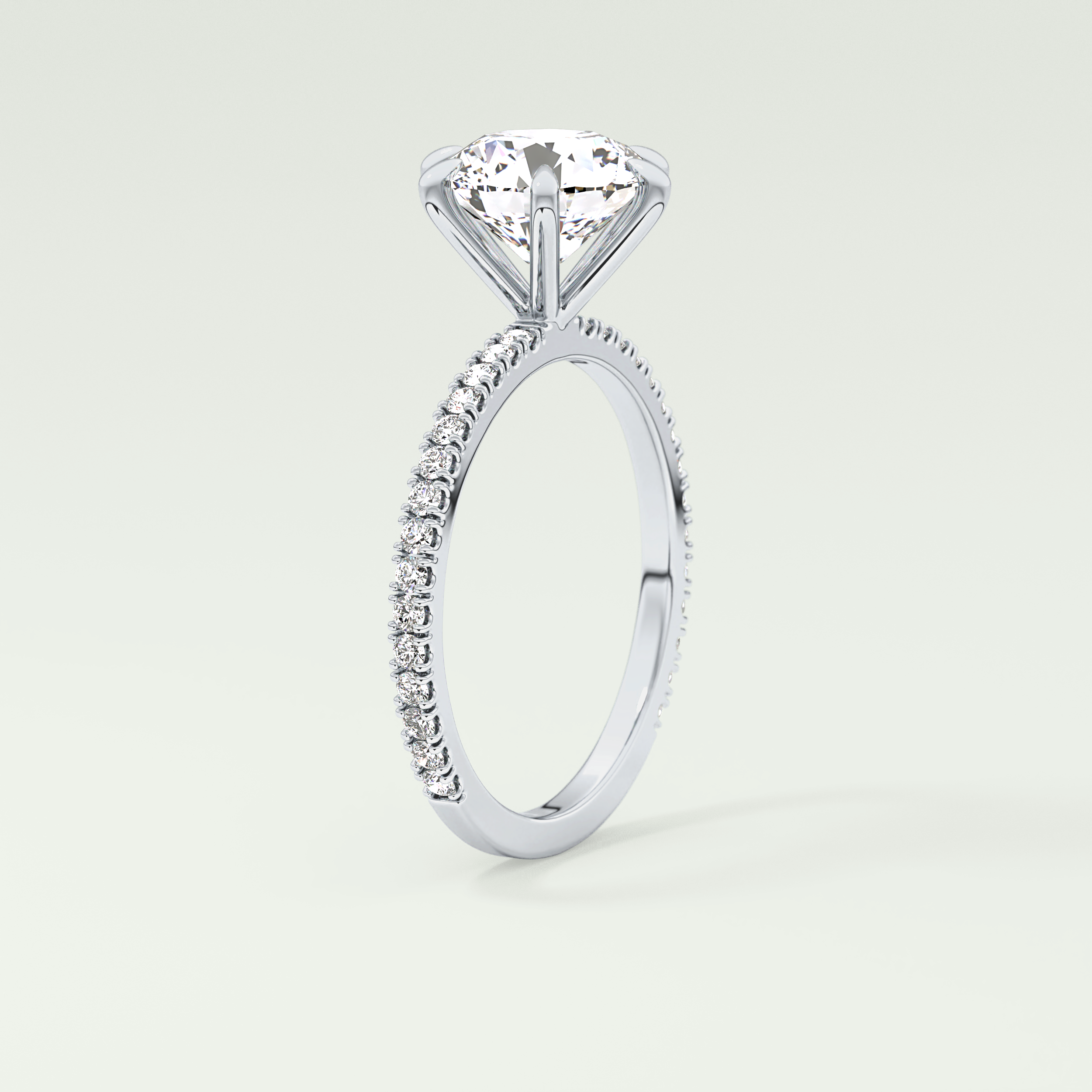 2.0 CT Round Cut Pave Moissanite Engagement Ring 17