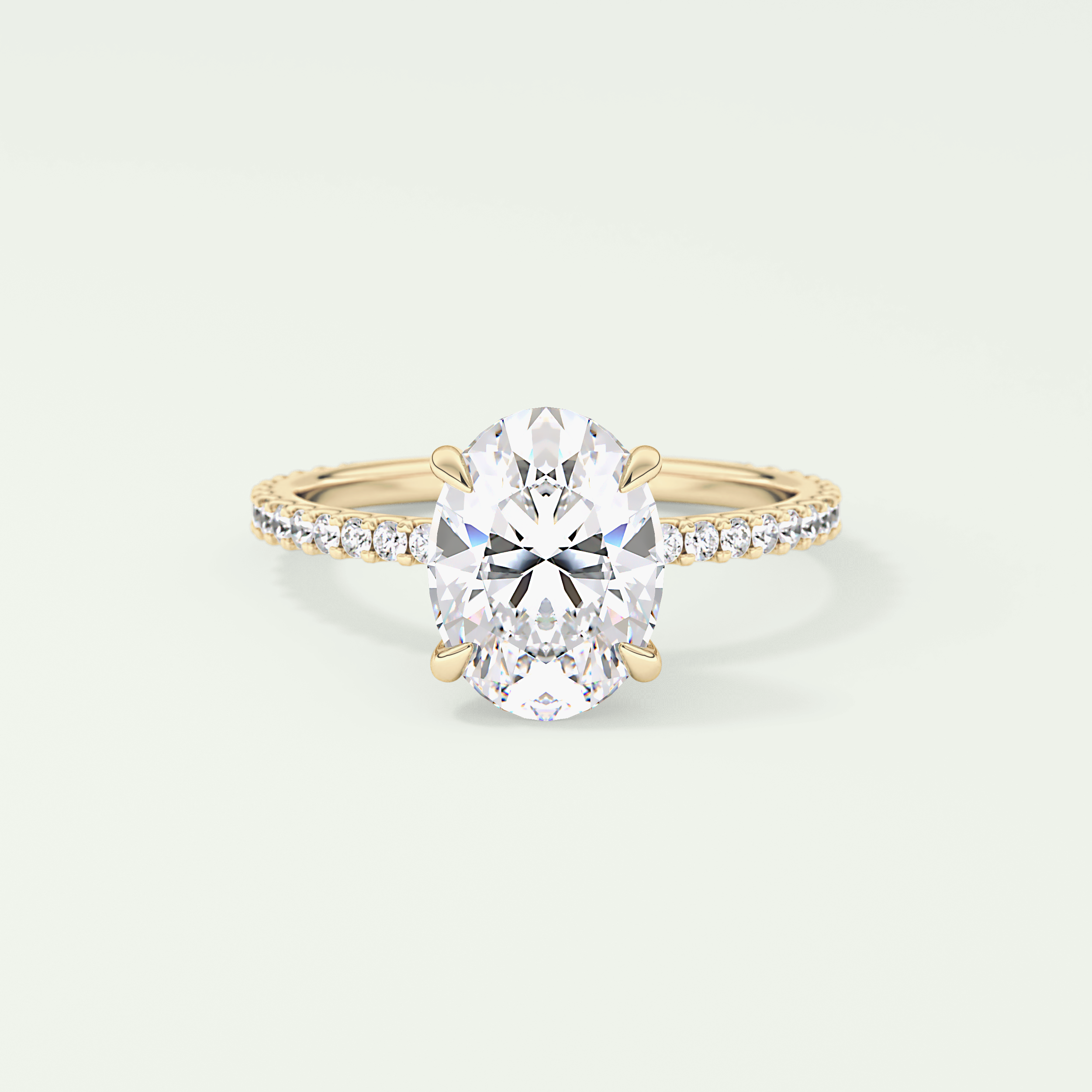 2.0 CT Oval Cut Pave Moissanite Engagement Ring 1