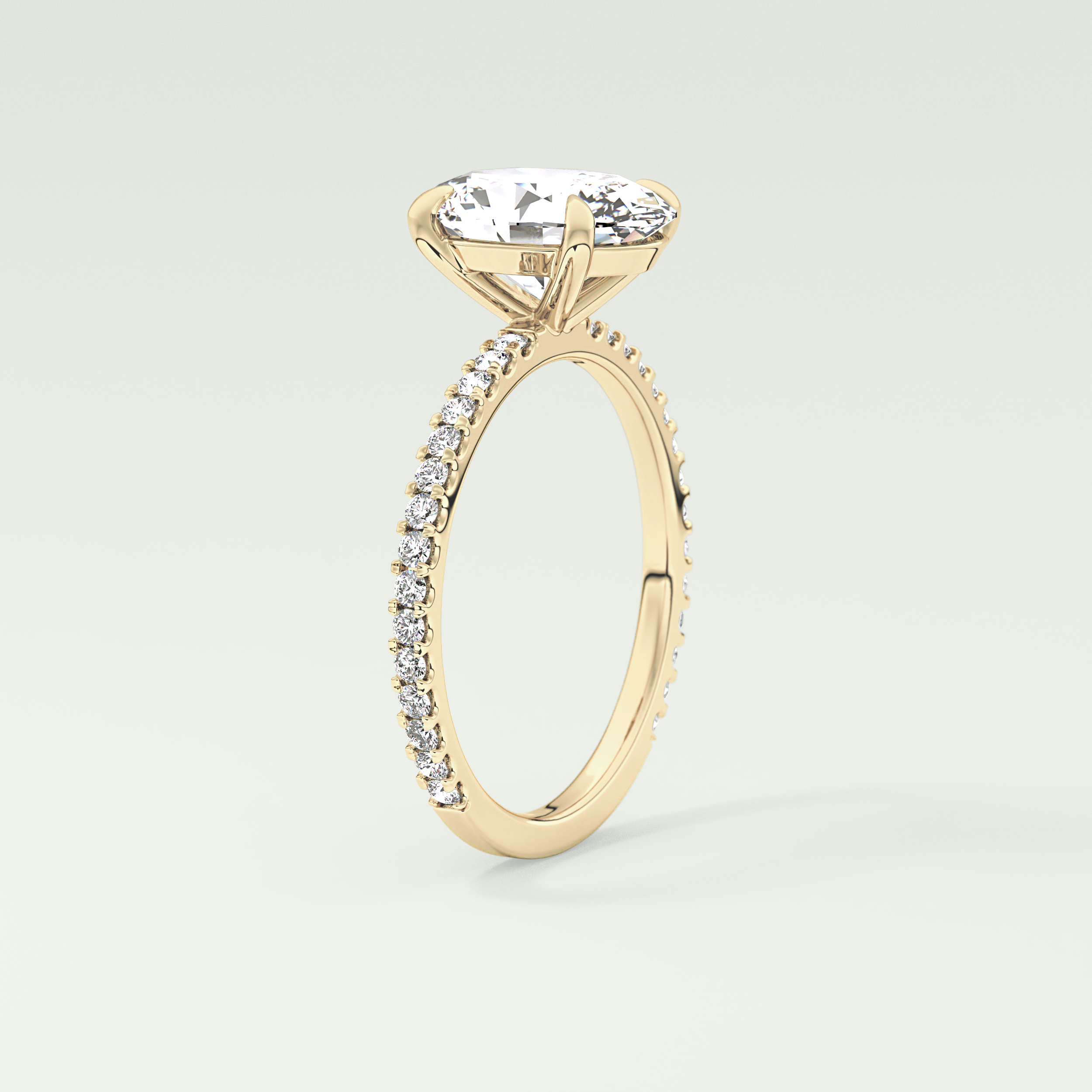 2.0 CT Oval Cut Pave Moissanite Engagement Ring 5