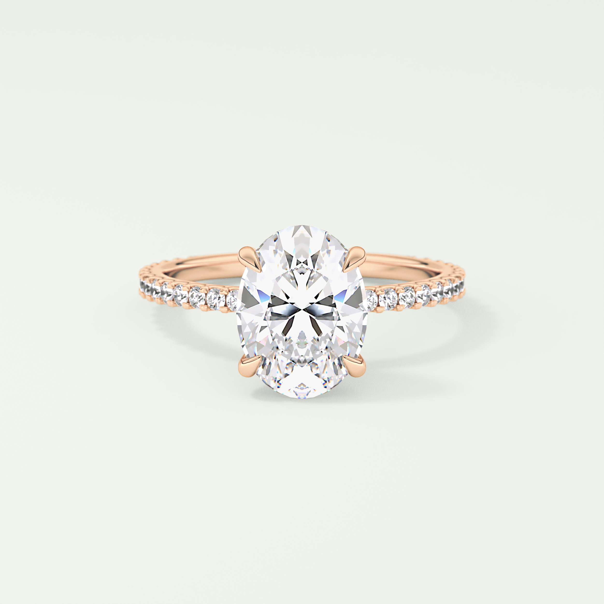 2.0 CT Oval Cut Pave Lab-Grown Diamond Engagement Ring 8