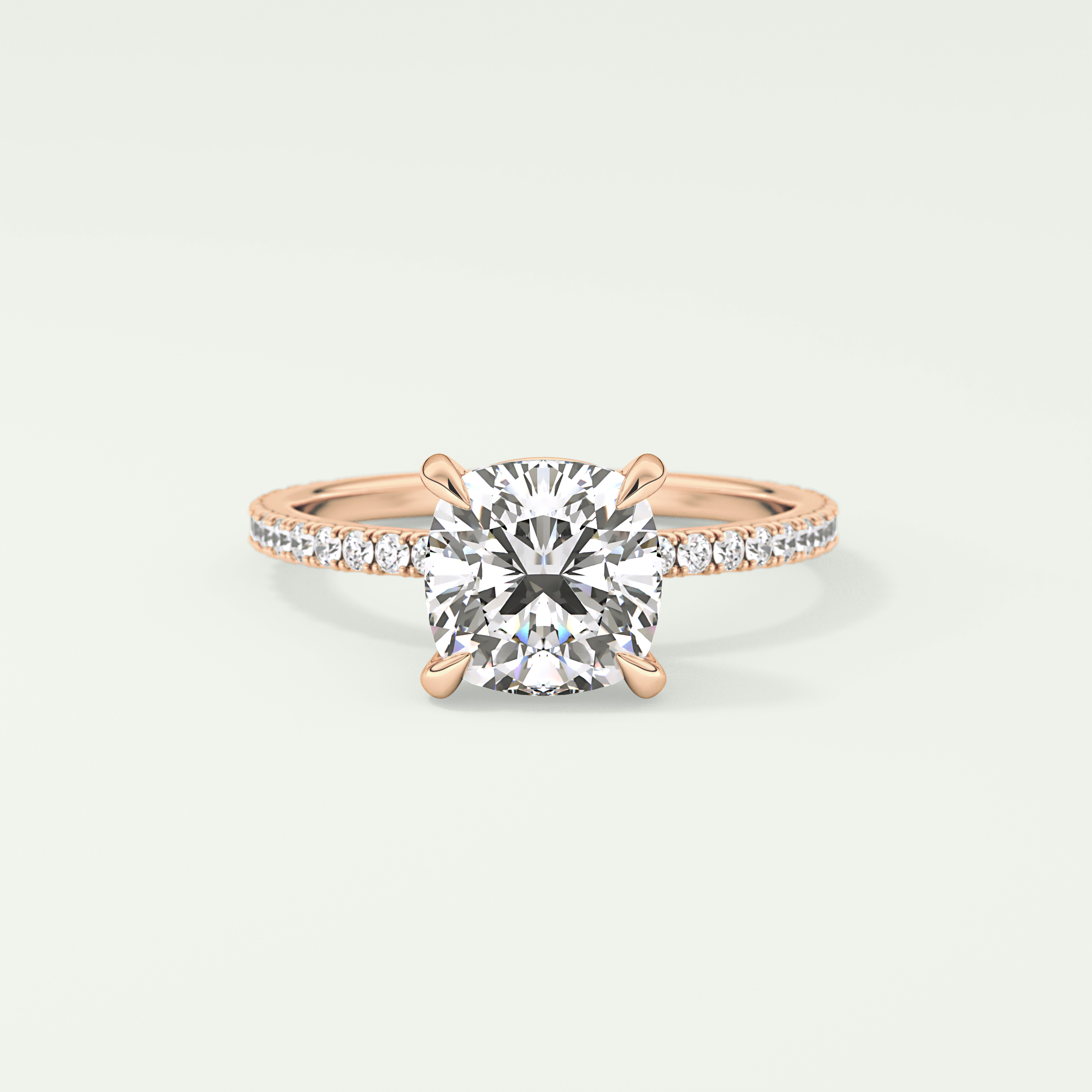 2.0 CT Cushion Cut Pave Lab-Grown Diamond Engagement Ring 7