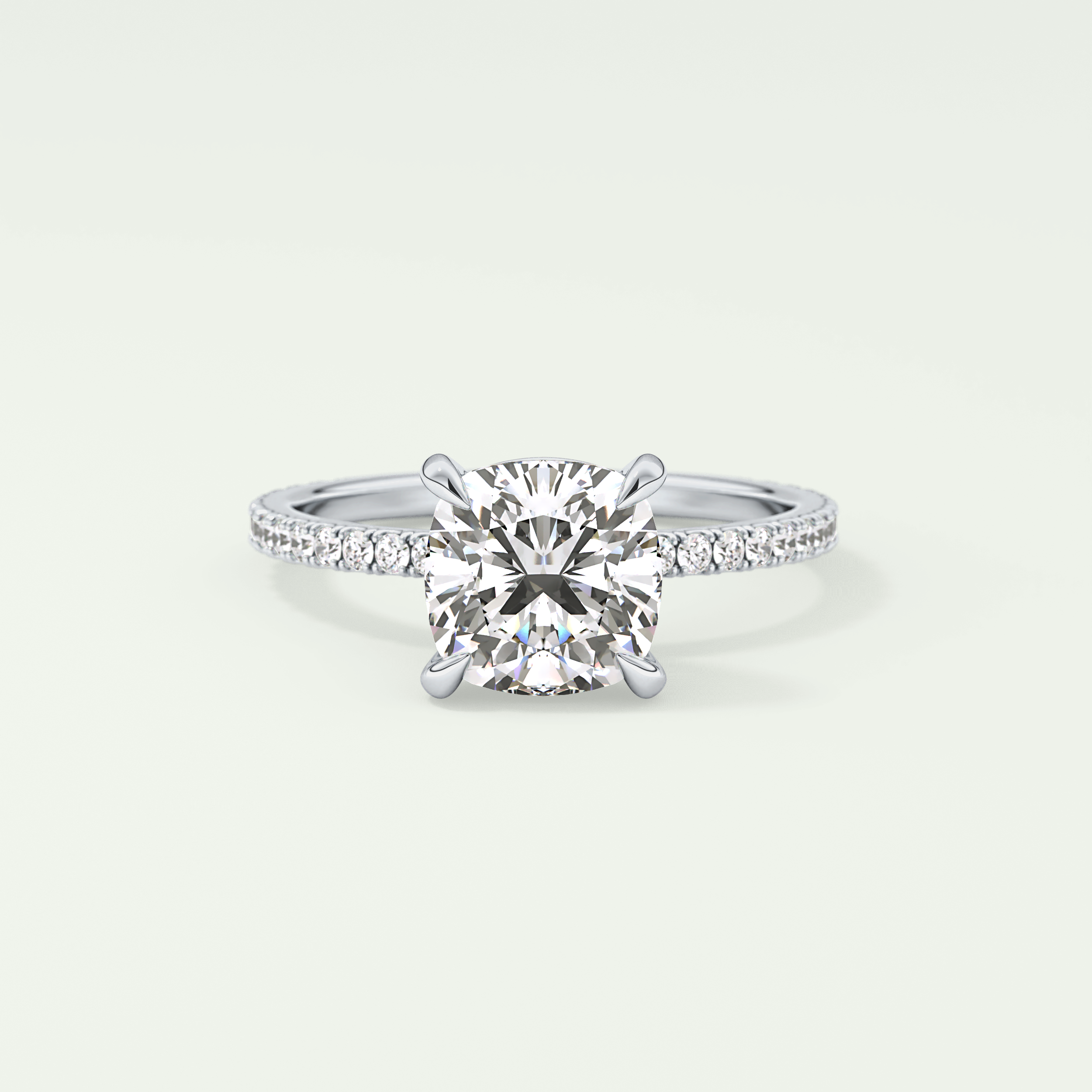 2.0 CT Cushion Cut Pave Lab-Grown Diamond Engagement Ring 13