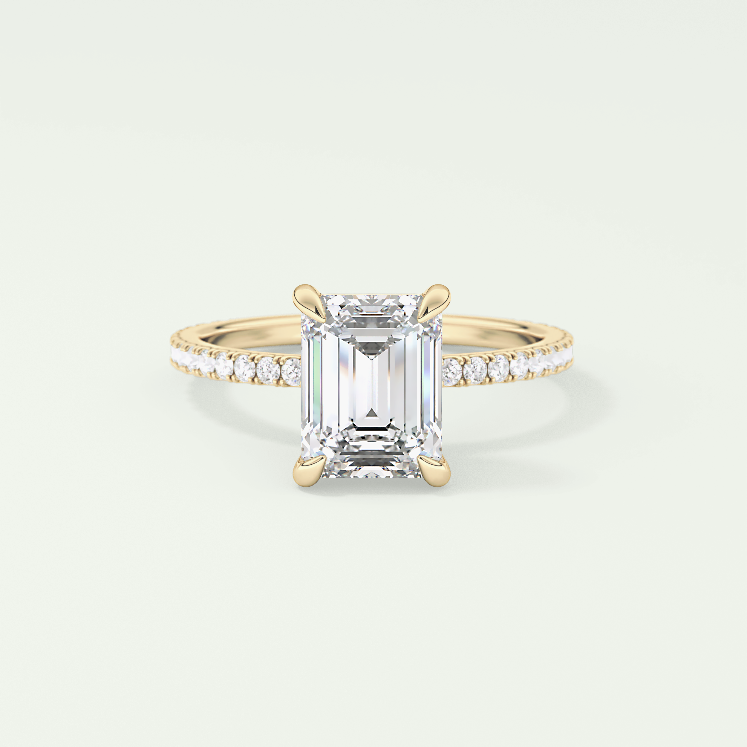 2.0 CT Emerald Cut Pave Lab-Grown Diamond Engagement Ring 1