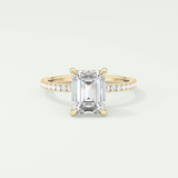 2.0 CT Emerald Cut Pave Moissanite Engagement Ring