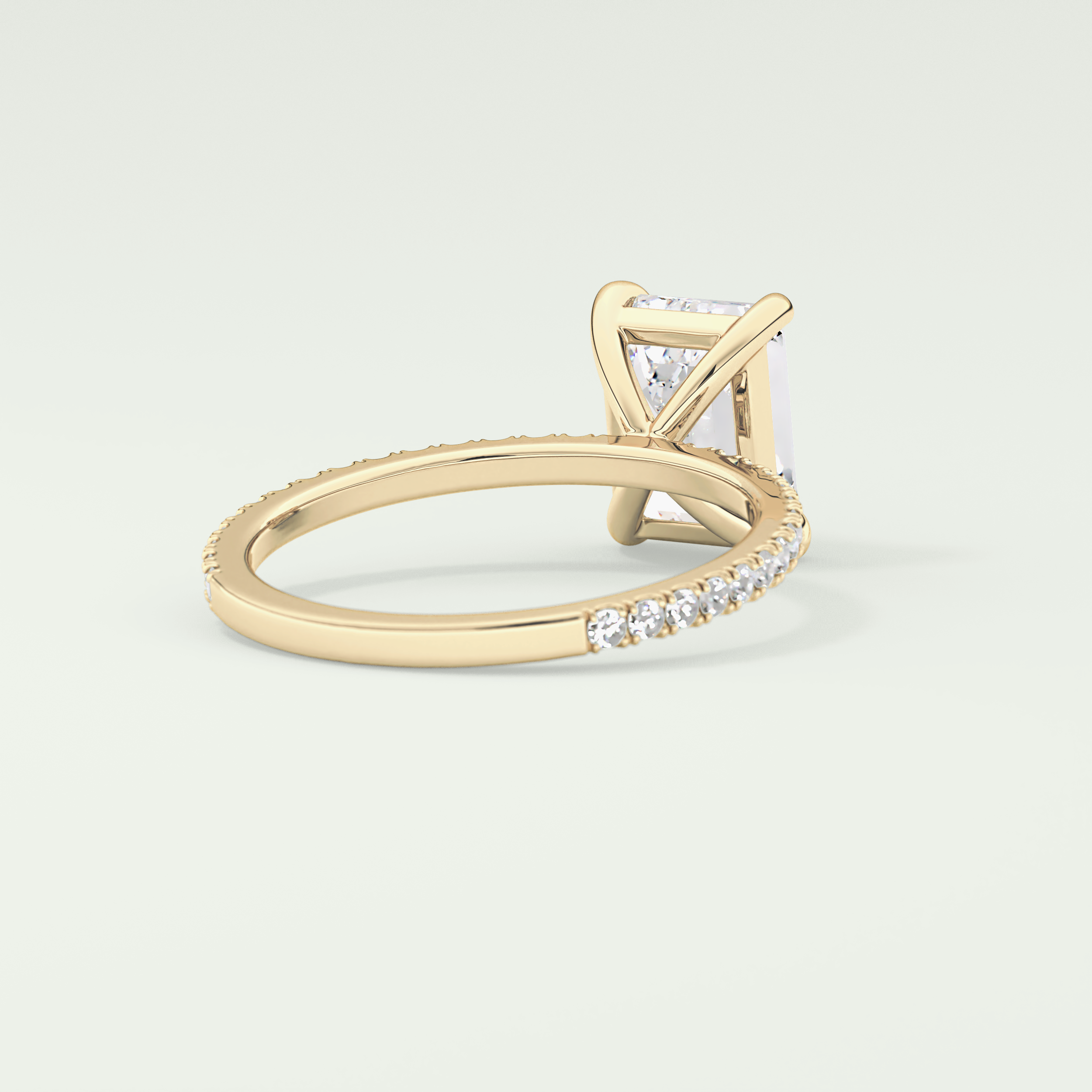 2.0 CT Emerald Cut Pave Moissanite Engagement Ring