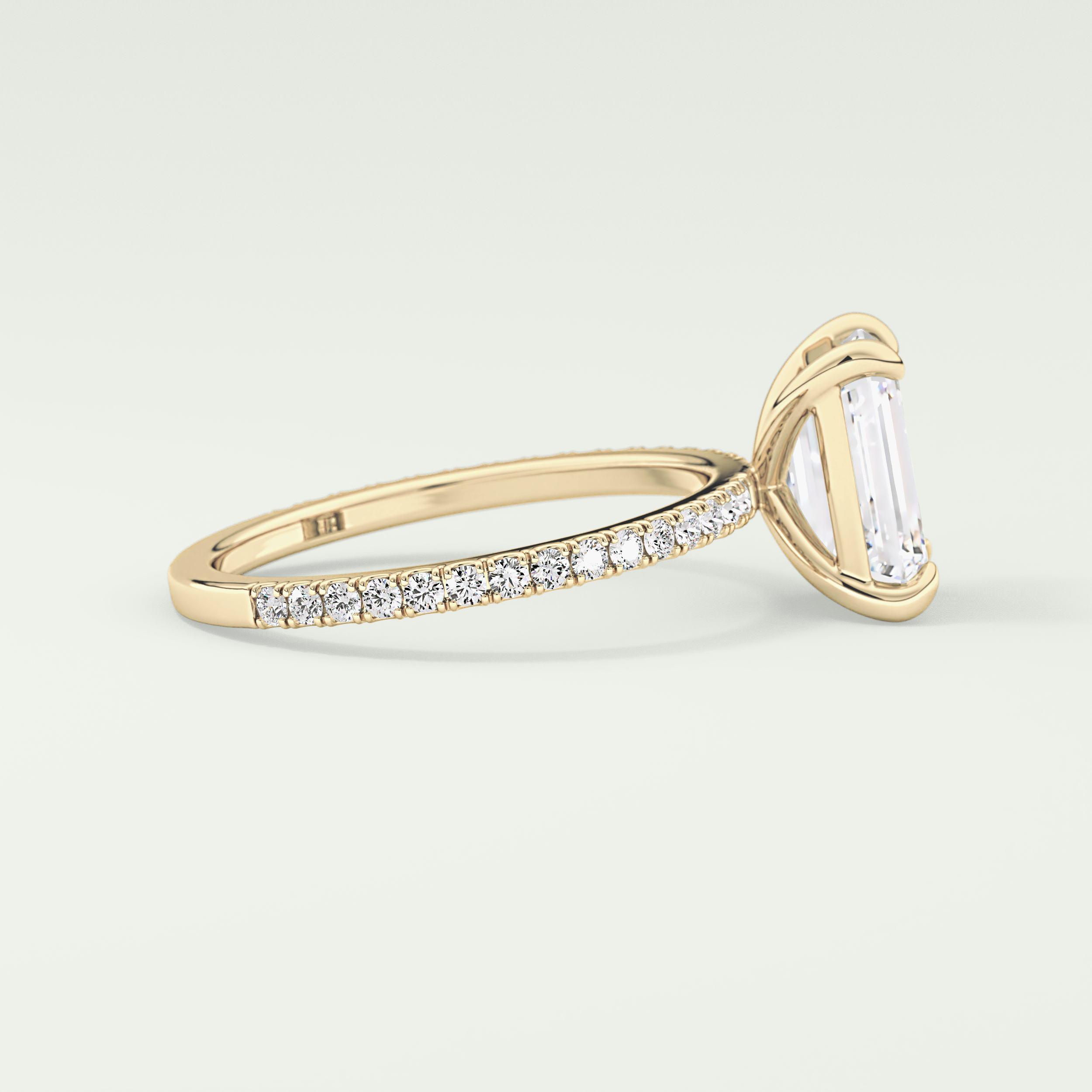 2.0 CT Emerald Cut Pave Lab-Grown Diamond Engagement Ring 3