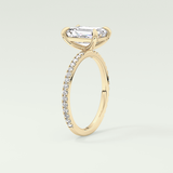 2.0 CT Emerald Cut Pave Moissanite Engagement Ring